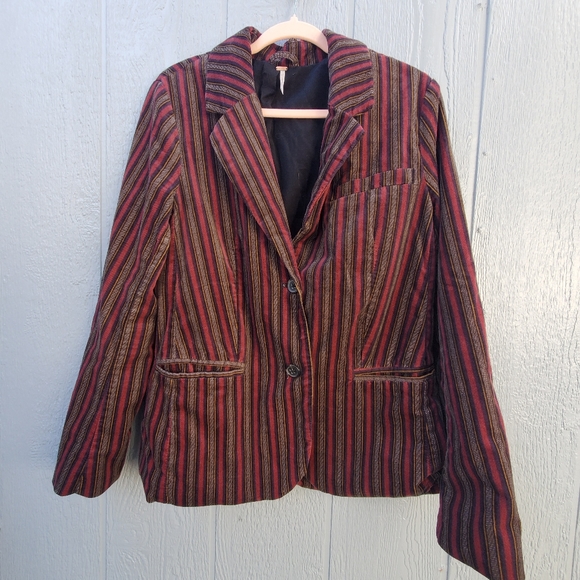 Free People Jackets & Blazers - Free People B-Line Retro Stripe Grandpa Button Blazer L